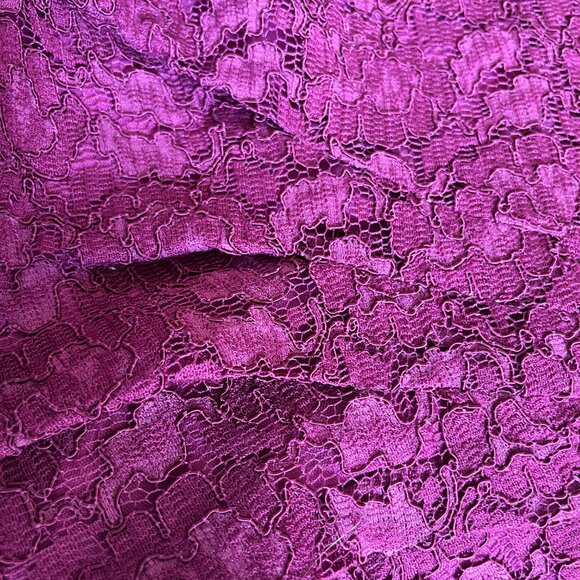 PLANET Womens 12 LACE Plum Purple Lined Party DRESS w zip, short cap sleeve - Picture 12 of 14